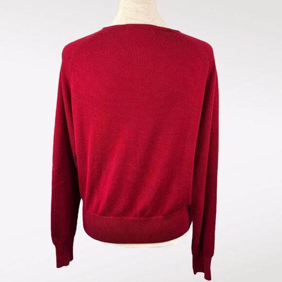 Pria Red Full Zip Cotton Blend Cardigan Sweater Small - Minor Flaws - Picture 5 of 10